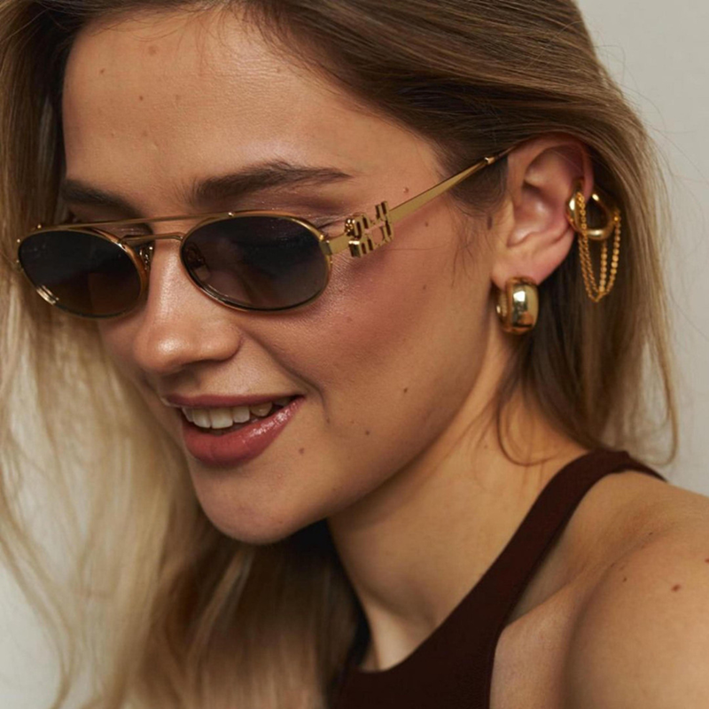 women Oval Sunglasses for Designer relax Alloy Goggle Cat Eye casual luxury FULL FRame Travel photography tren men gift glasses Beach shaing polariz