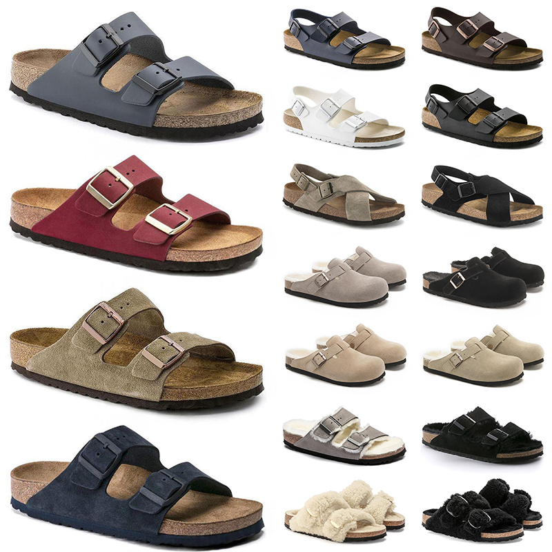 designer birkinstocksandal Clogs slippers boston Clog slipper mens womens Cream Dark Brown Suede Taupe Black Clog slides Designer Sandals Flat Fl