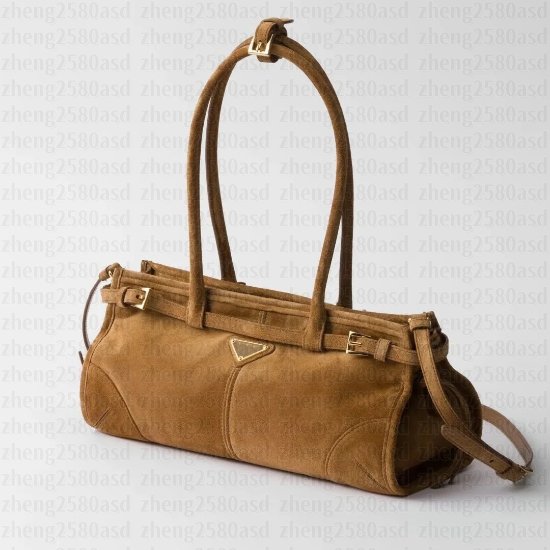Luxury Black Brown suede leather Clutch bag Designer Shoulder bag Womens mens tote handbag pochette travel Crescent Moon Bag High quality bucket gym