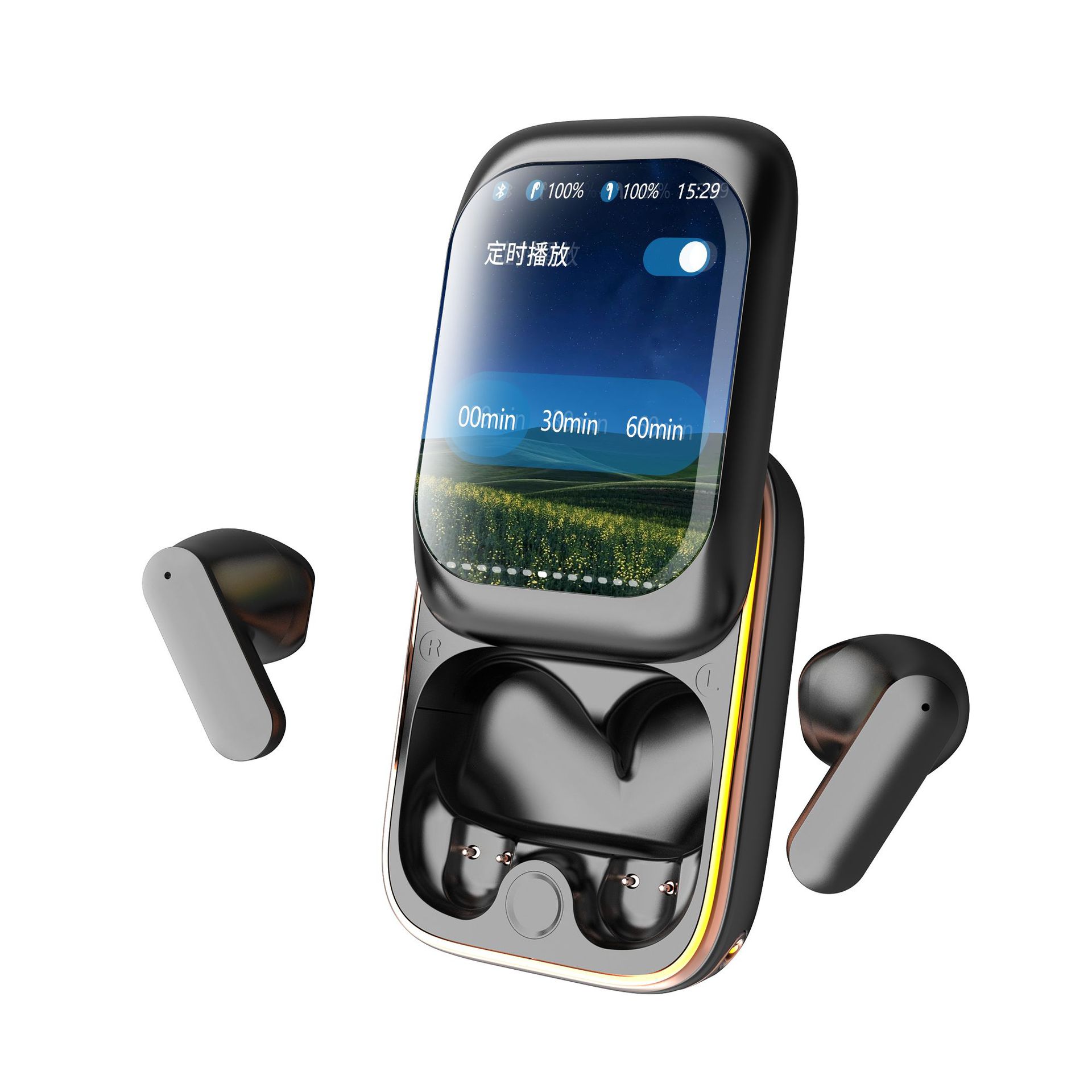 H8 Sliding Cover Bluetooth Earbuds Touchscreen HD Display, Active Noise Cancelling Hi-Fi Stereo Sound, Long Battery Life, Multi-Language Support,-image-1060207248