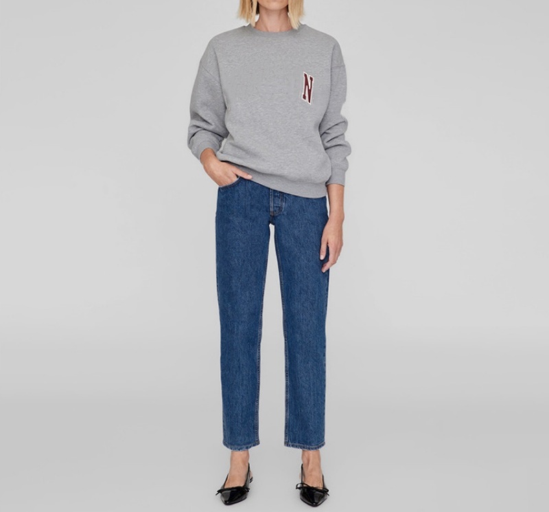 25ss New Long Sleeved Sweatshirt Letter Printed Round Neck Women Designer Cotton Hoodie Fashion Lady Grey Sweaters Pullover Jumpers-image-900945763