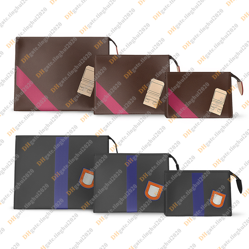 Unisex Fashion Casual Designe Luxury 3 In 1 Trio Toilet Pouch Bag Cosmetic Bag Toiletries Pouch Clutch Bag Totes Handbag TOP Mirror Quality P01952 P