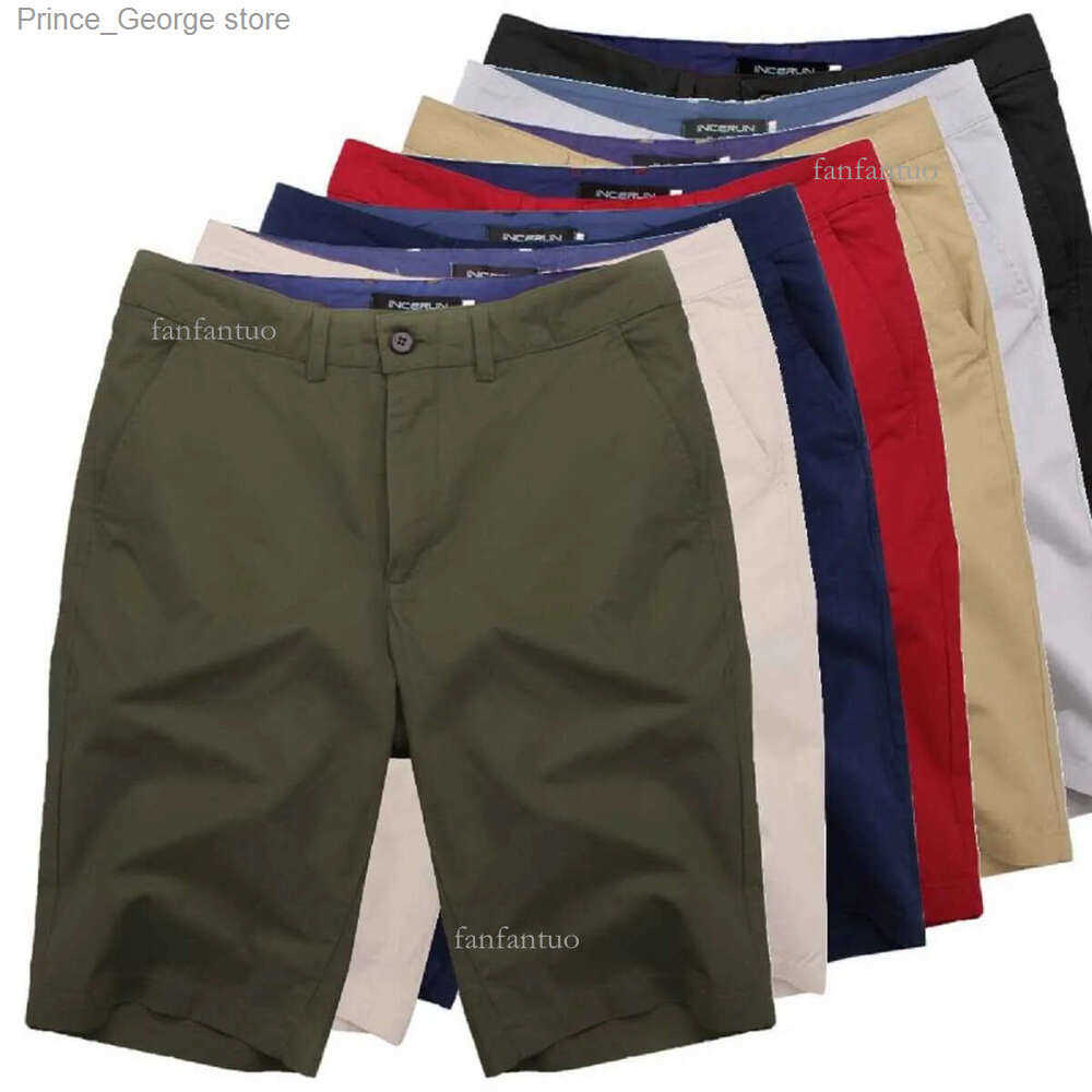 Mens Cotton Casual Kn Length Chinos Shorts - Summer Bermuda Shorts Khaki Beige Navy Gray Army Grn Red Black - Plus Sizes 30-44 L260209