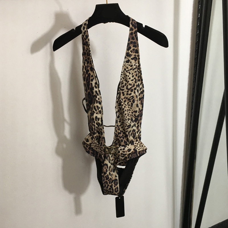 Sexy Deep V Neck Bikinis Swimwear Women Push Up One Piece Swimsuit Luxury Designer Leopard Bathing Suits Beach Holiday Swimsuits X260304-image-1096168526