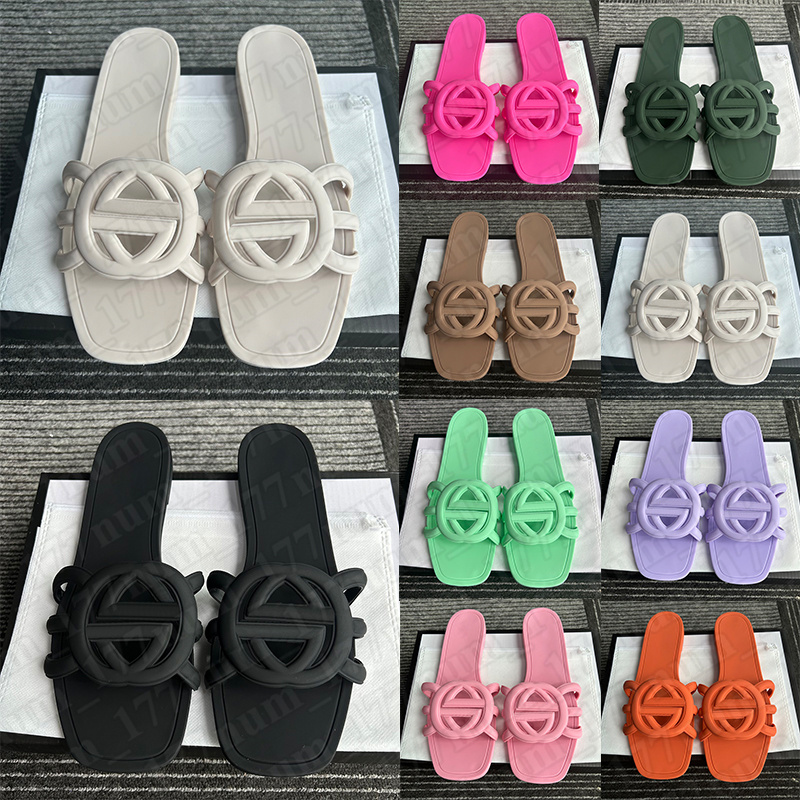 free shipping elegant square toe flat slide sandals for women size 36-41 comfortable summer slippers with Dust Bag & Gift Box-image-949843852