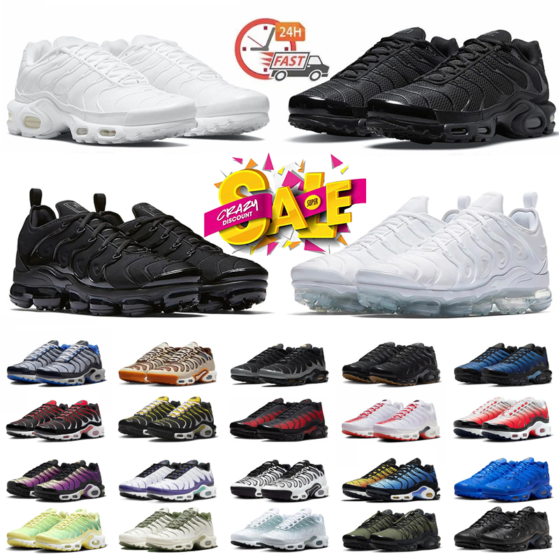 Chaussures de créateurs tnss chaussures de course hommes femmes plus triples blanc noir ciel bleu gradient dusk unité tennis brisé les baskets po