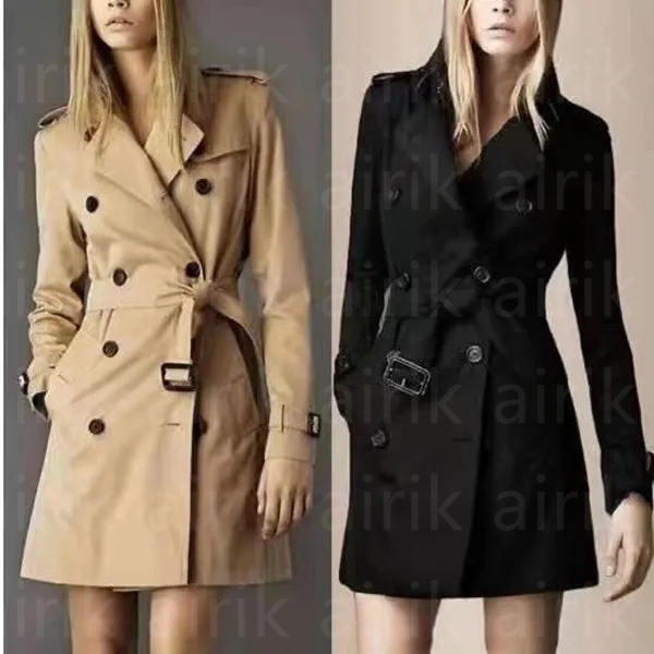 trench coat women designer Classic Lapel high quality jacket coats With belt Double breasted Waterproof fabric midi dress Winter jackets womens c-image-898115821