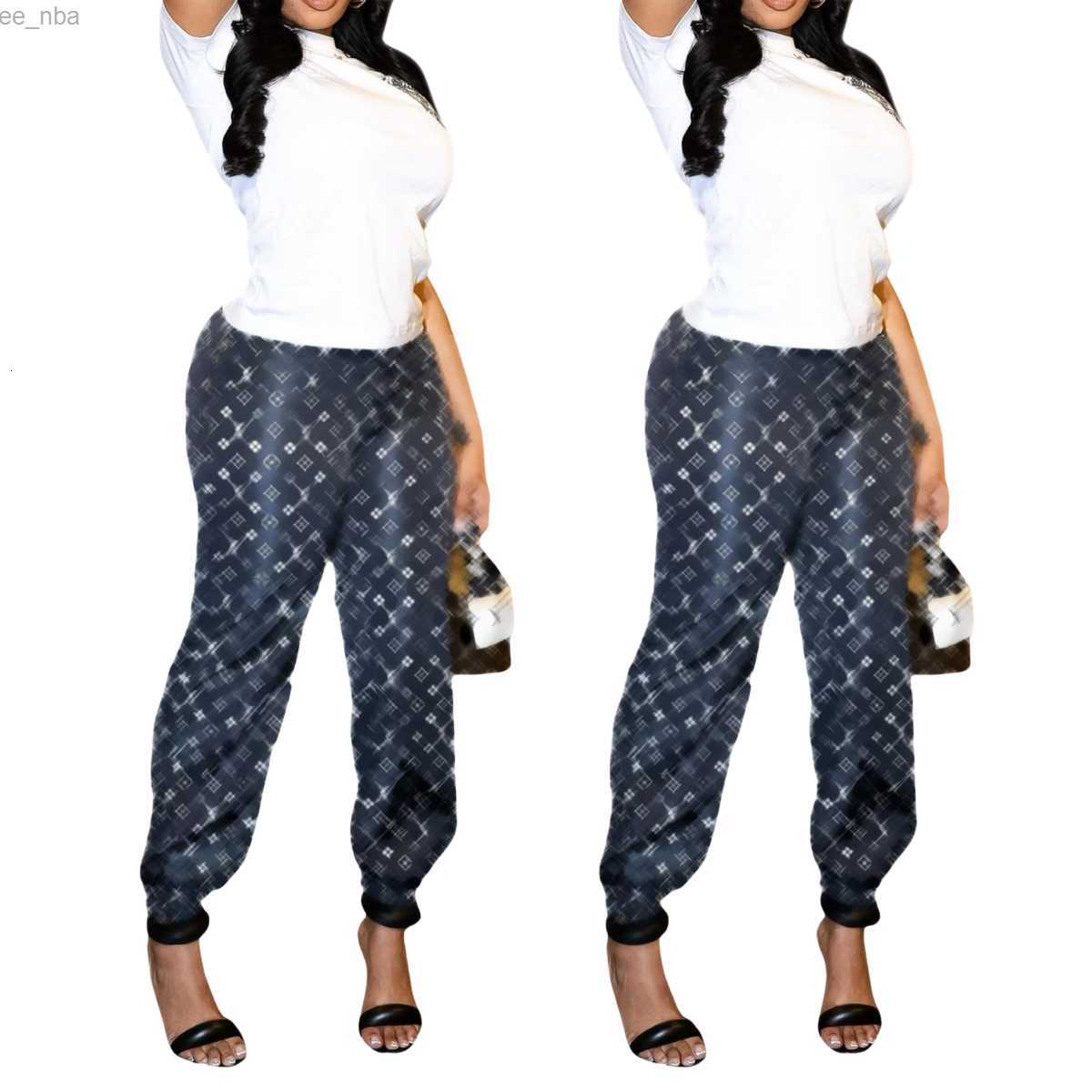 Women Designer Two Piece Pants Casual Crew Neck T-shirt and Trousers Set Outfits Free Ship
