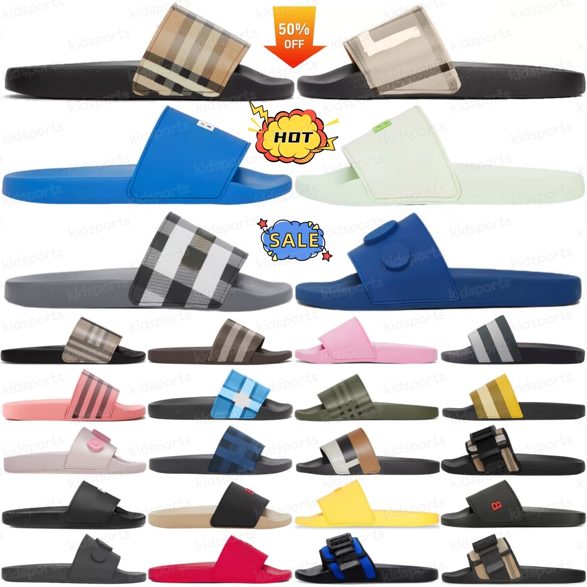 Check Slides designer slippers slipper Vintage Embossed Logo Slide Furley Archive Beige Blue Black Red Tan Cerulean Mangrove Green Camel Summer M-image-959230077