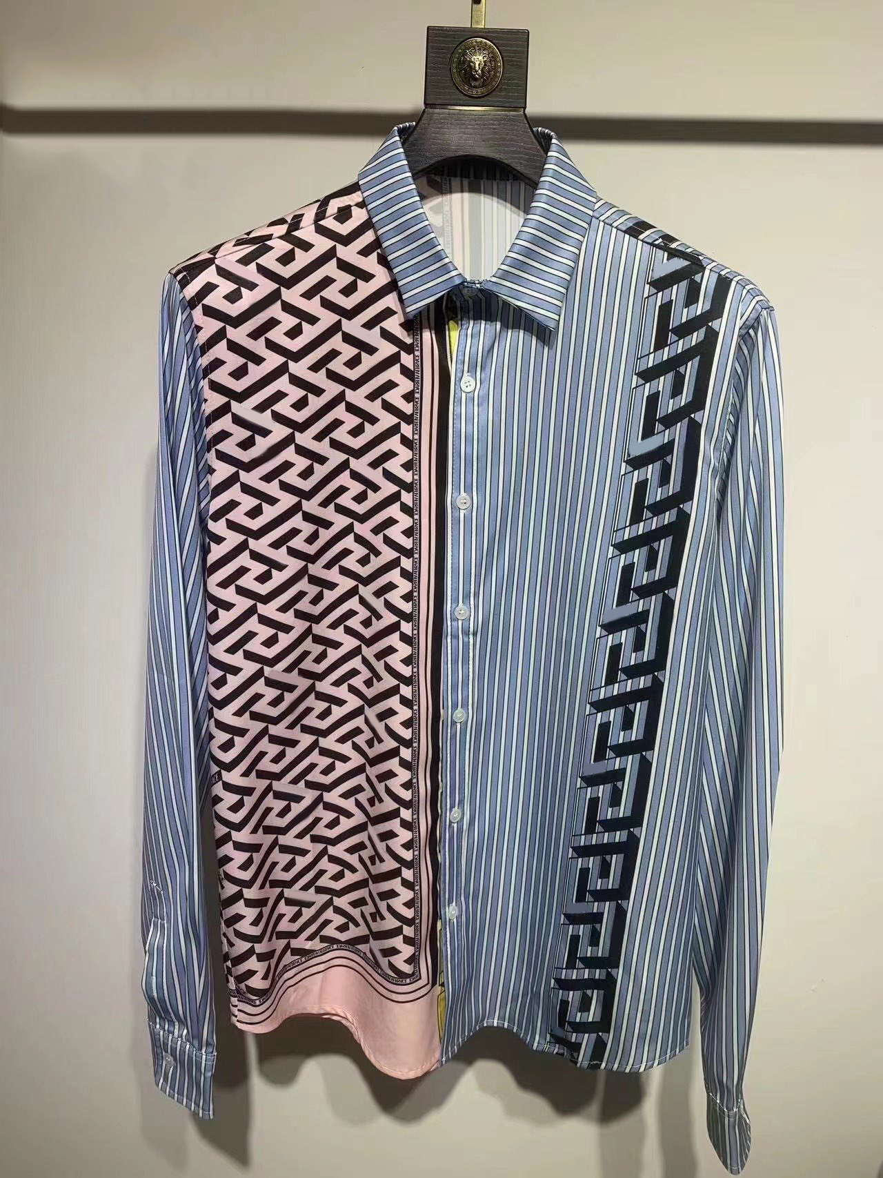 Luxury Designer Men's Dress sleeve Shirts New Fashion pattern Summer Casual Print Shirt Men's slim long sleeve shirt V02