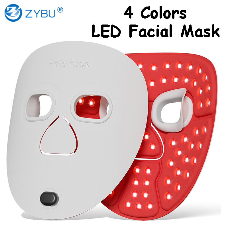 Home Use 4 Colors LED Mask 630nm Red Light 850 NIR Light Amber Blue Purple Light Photon Therapy Face Neck Skin Care Machine Anti Aging Wrinkle