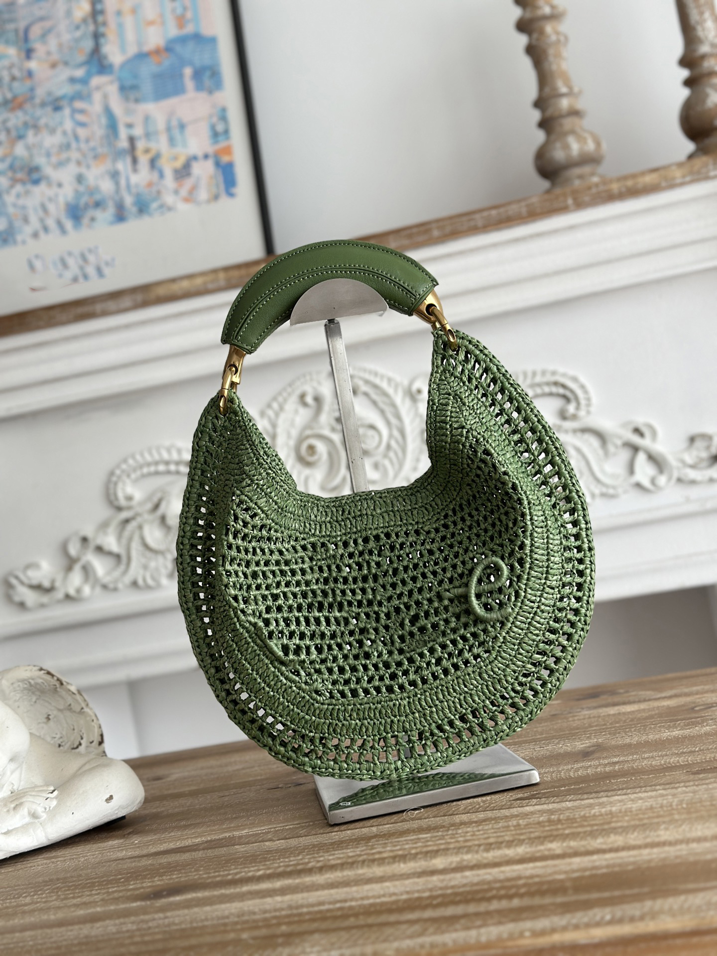10A Mirror quality bag Summer Banana Hobo In Straw Luxury Designer Soft Genuine Leather Shoulder Magnetic Closure Clutch Bag Handbag-image-1106158103