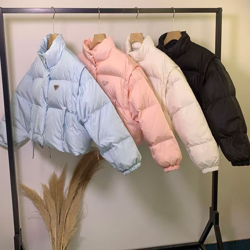 Designer cropped down jacket for women lightweight puffer winter collar parkas short Jacket Style Slim Corset Out Windbreaker Pocket Lady Warm Co-image-944506865