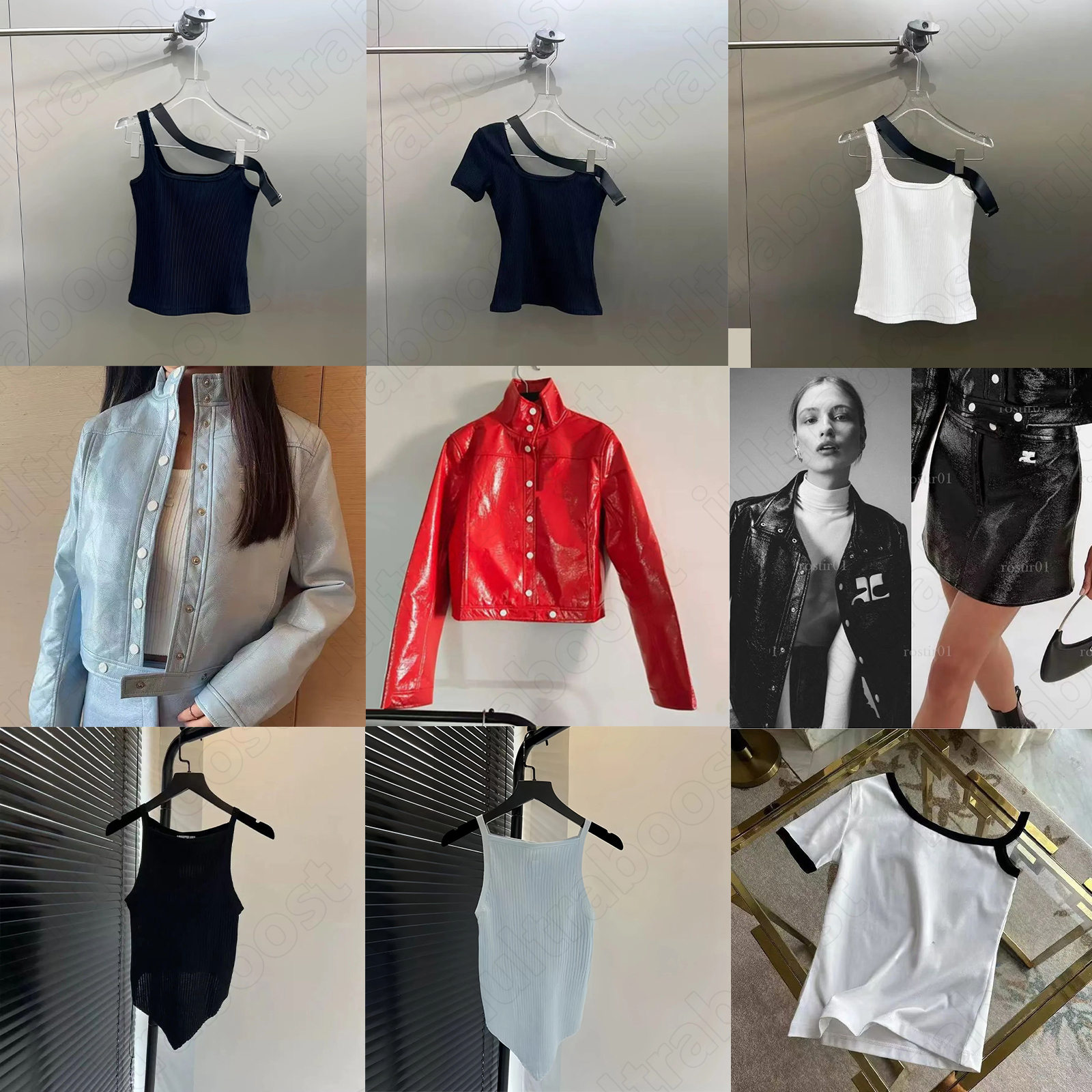 Designer Veste courte femme logo brodé col montant PU jupe taille haute jupe en similicuir style hip-hop