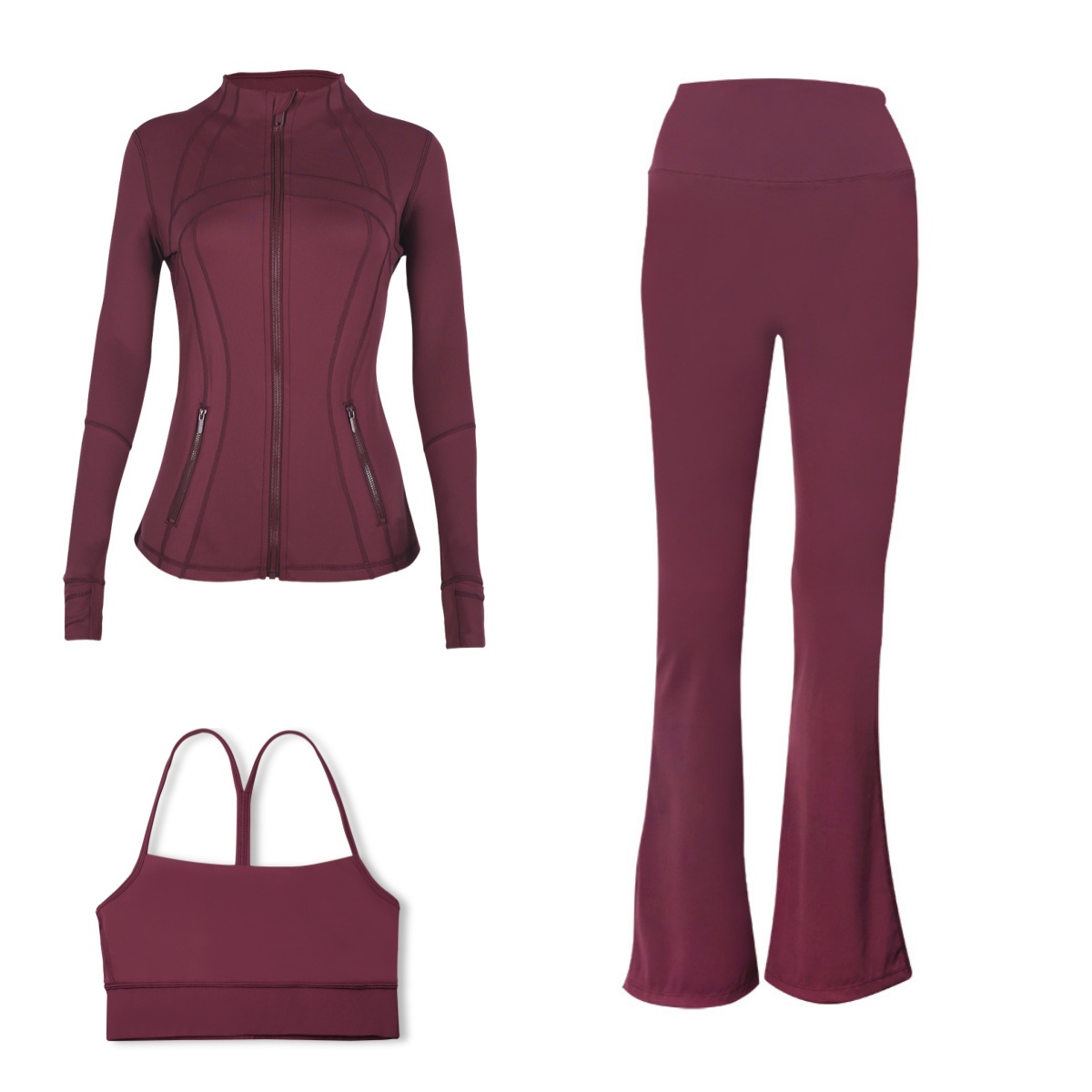 Vestes de vêtements de yoga en 3 pièces Sport Sport Bra Fitness Ensembles de leggings hauts à taille zip