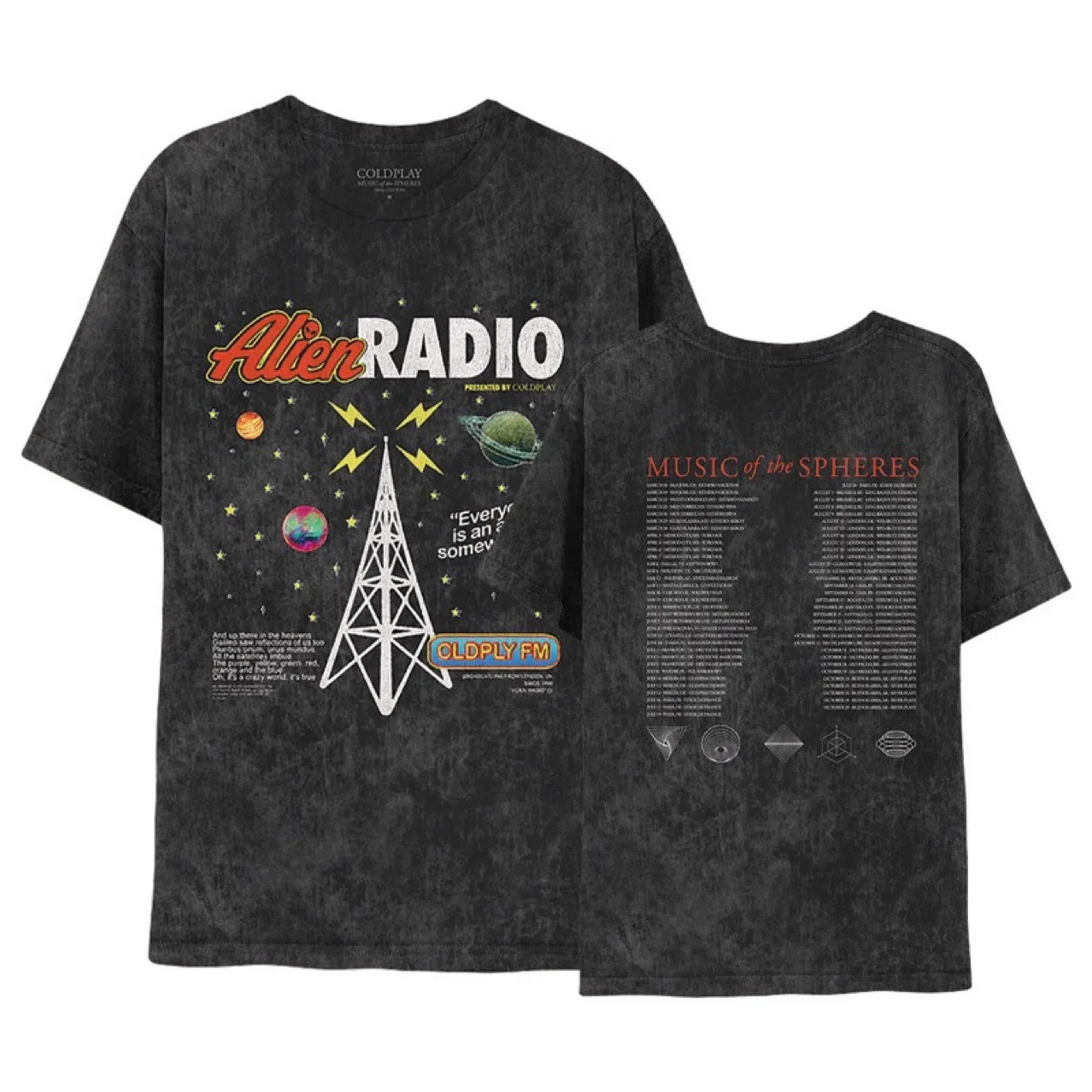 Cool Cross-Border Style Coldplay Y2K European American Mens And Womens Street Trendy Top Crew Neck T-Shirt 250605 Z260225