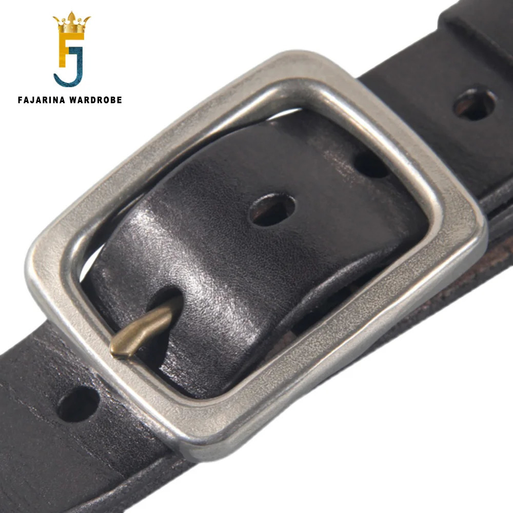FAJARINA Unique Mens Retro Personality Men Thickening Solid Layer Cowhide Jeans Belt Leather Stainless Steel N17FJ1016250603