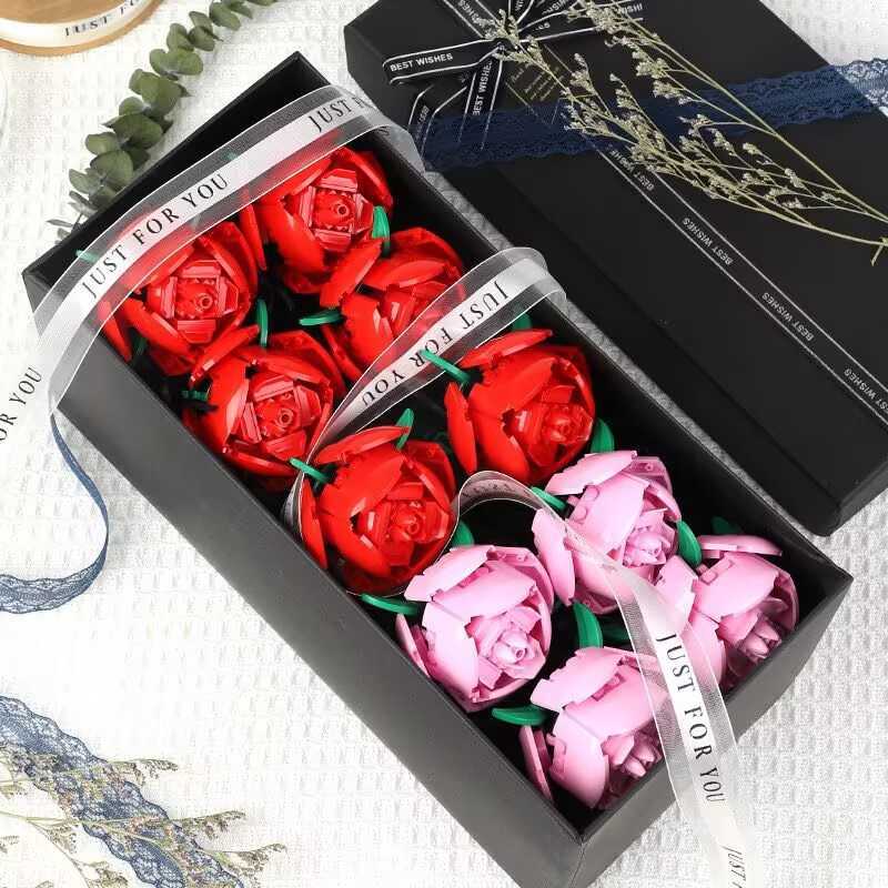 Romantic Rose Flower Building Blocks Set Pink Roses Flowers Toys for Adults Plant Decoration Bricks Valentine Day Gifts 741PCSC250213-image-1044438236
