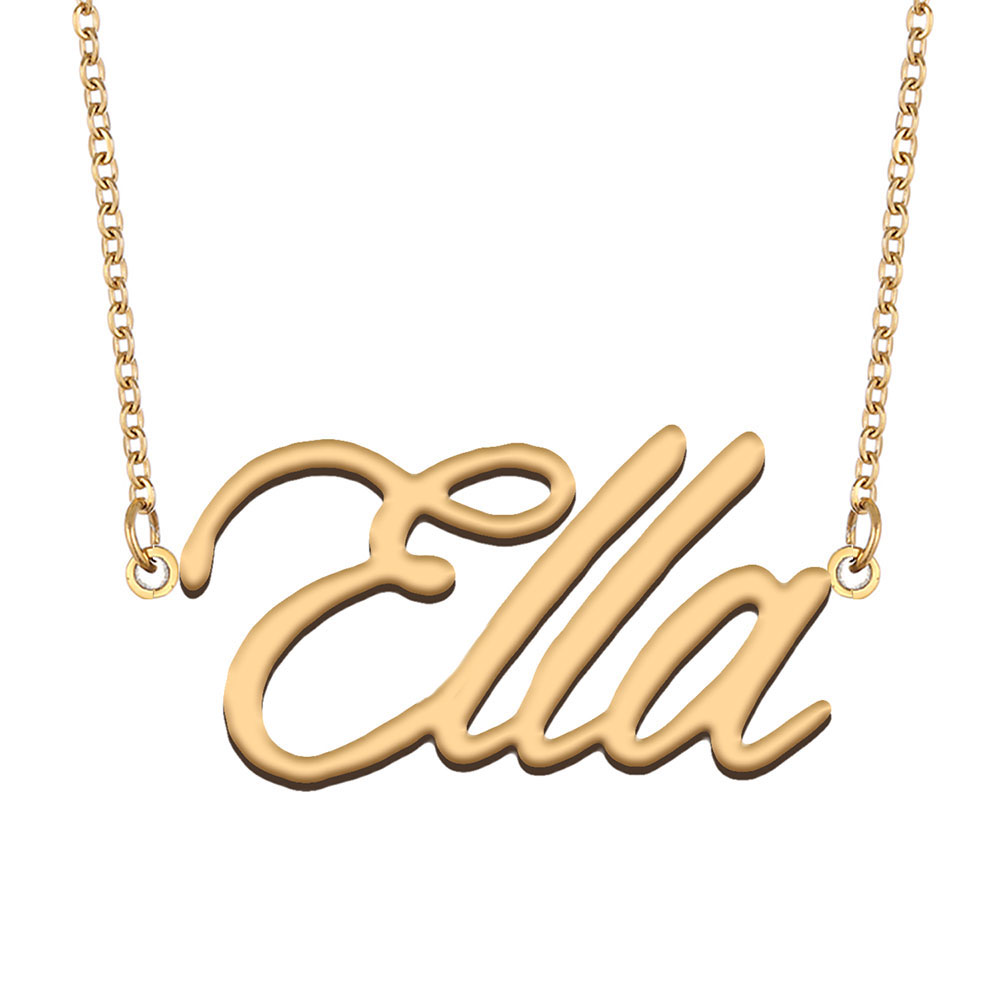 Ella Name Necklace for Women Girls 18k Gold Plated Stainless Steel Birthday Gift Personalized Nameplate Pendant Choker Jewelry-image-530787043