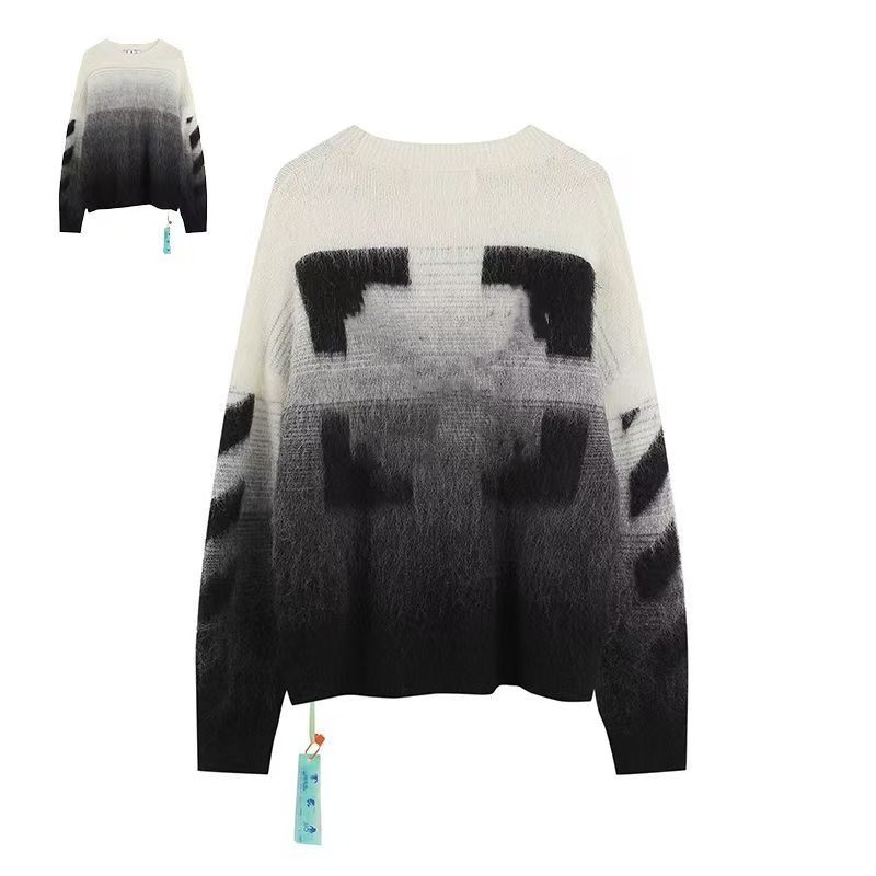 Men's sweater designer sweater gradient knit sweater multi-color gradient fashionable loose wool sweater classic couple style