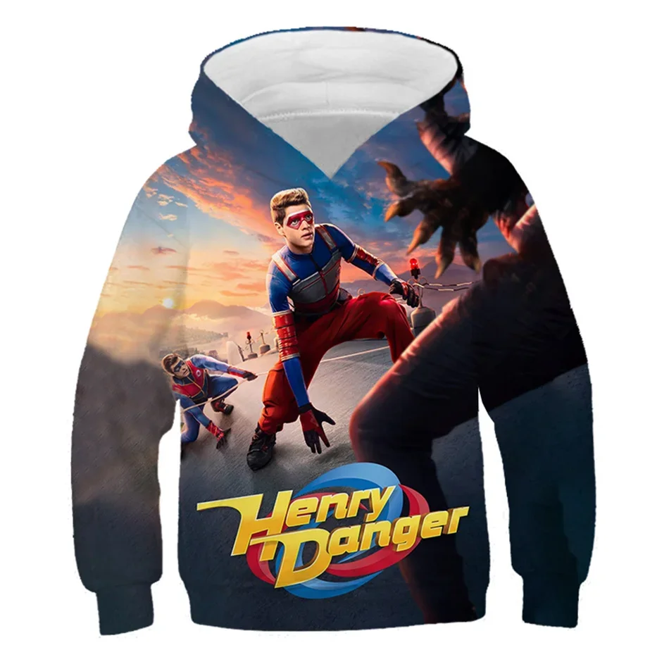 Anime Henry Danger 3D Printed Hooded Sweatshirt Men's and Women's Hooded Sportswear Children Casual Pullover Clothing Design Top