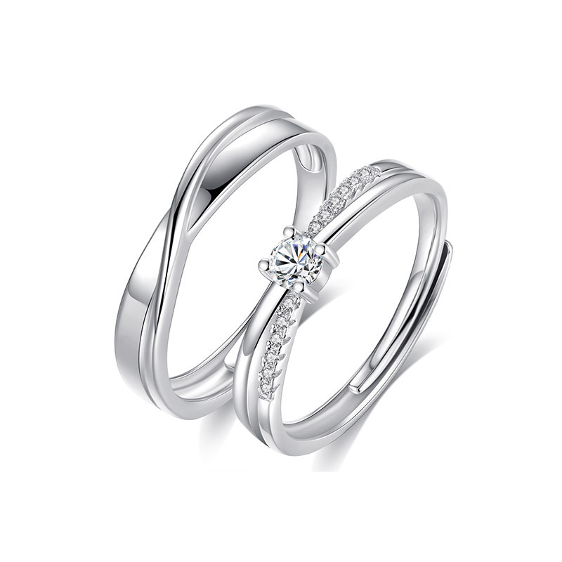 Elegant Couple's Engagement Ring Sets with Genuine Moissanite Stones in Premium 925 Sterling Silver