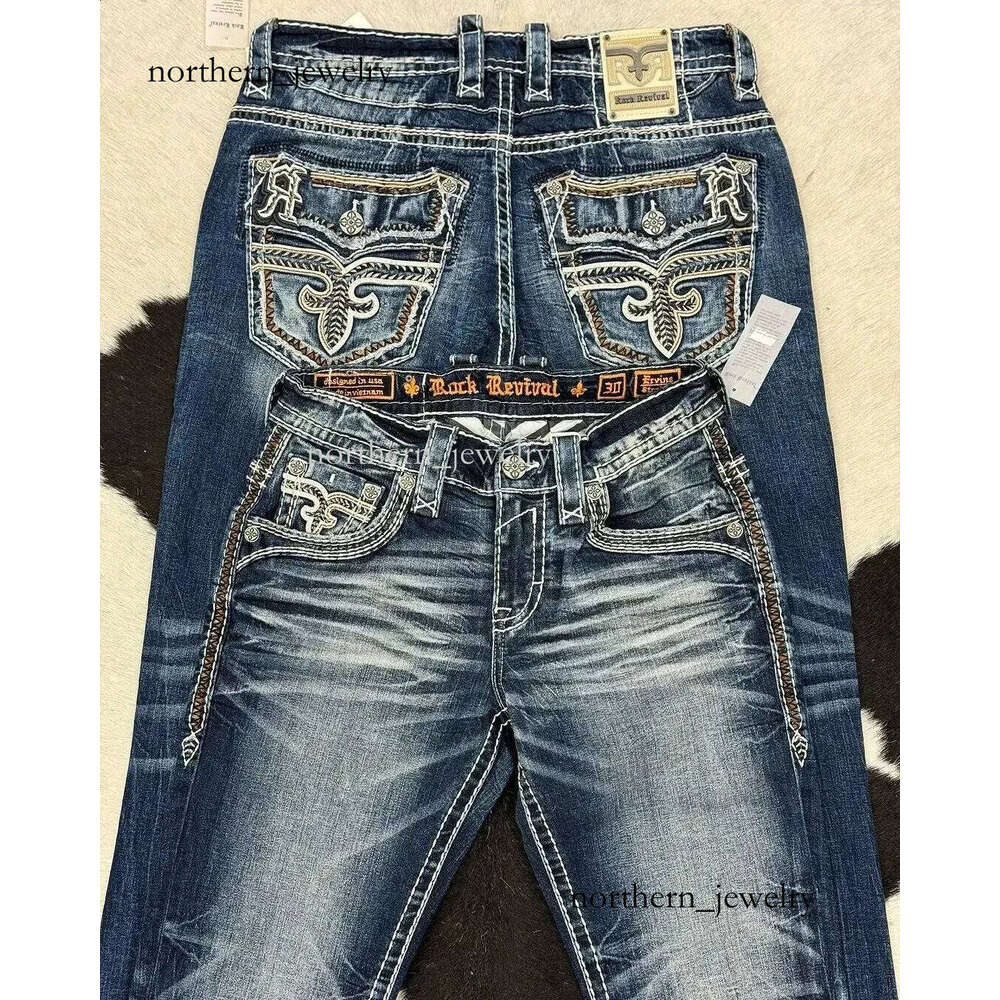 Evis Ed Jeans Y2k Mens Leaf Booties American Retro Embroidery Loose Jeans High Waist Wide Leg Washed Street Casual Pants True Relgion Jeans v dc0