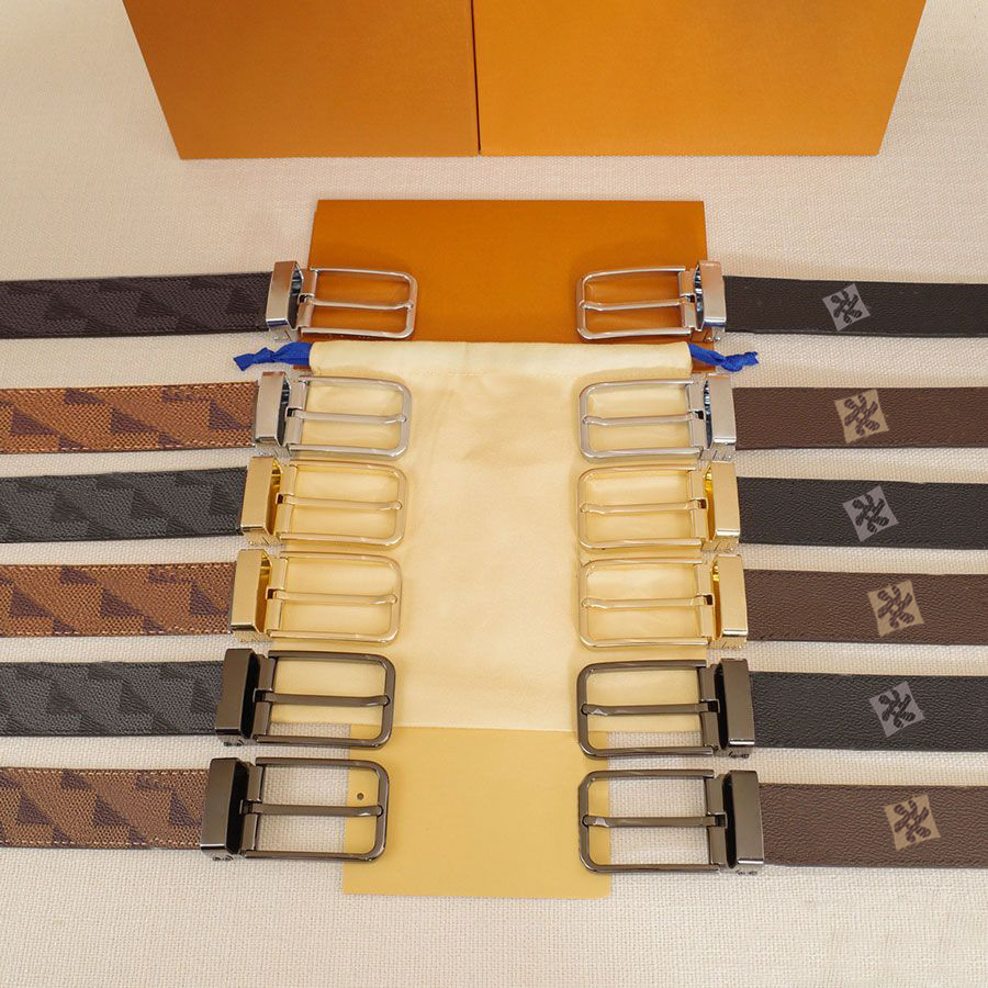 Ceintures de créateurs Largeur de ceinture en cuir authentique 3,5 cm Classic 3 Color Needle Buckle pour homme femme Cowskin Plaid Leigne Concept