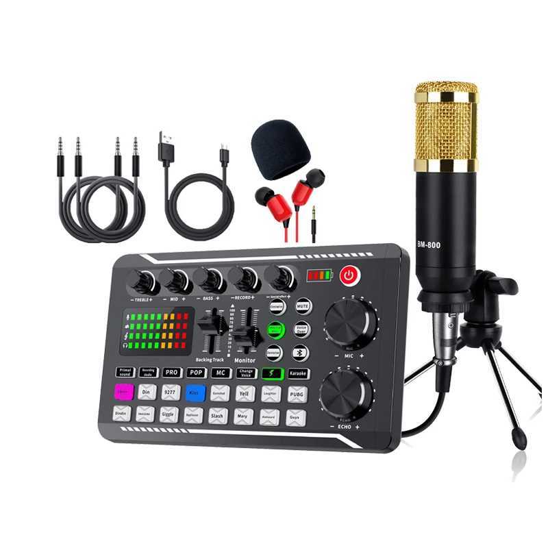 DJ Equipment Microphone Sound Card Console Studio Sound Card Kit Cable Phone Mixing Computer Live Voice Mixer F998 Sound Card L260524PL3G-image-1060679311