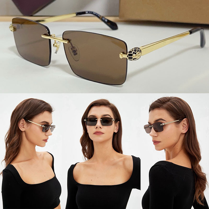 25ss Summer Beach Lunettes de soleil Femmes Nouveau cadre rectangulaire sans cadre Loisirs de plein air Fête Lunettes de soleil de voyage avec bo