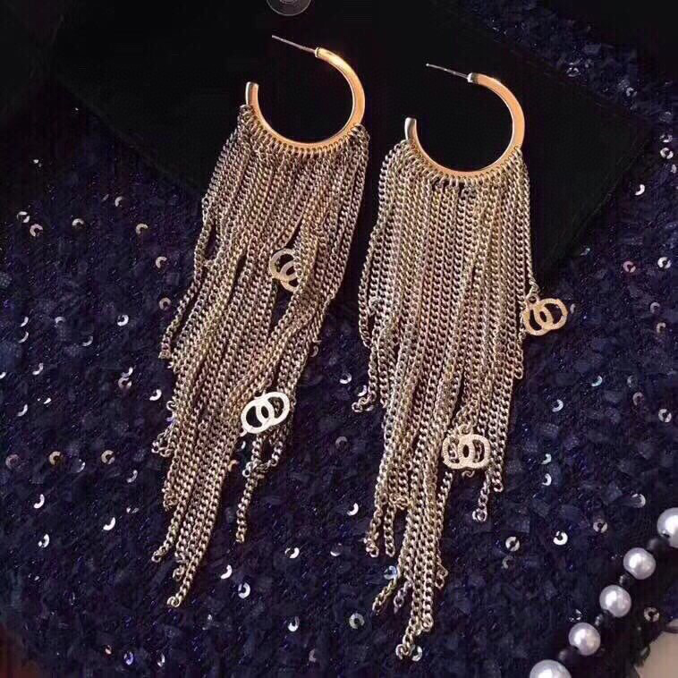 Boucles d'oreilles à longue chaîne, multiples pendentifs, boucles d'oreilles de créateur de luxe haut de gamme, bijoux, cadeau de Noël