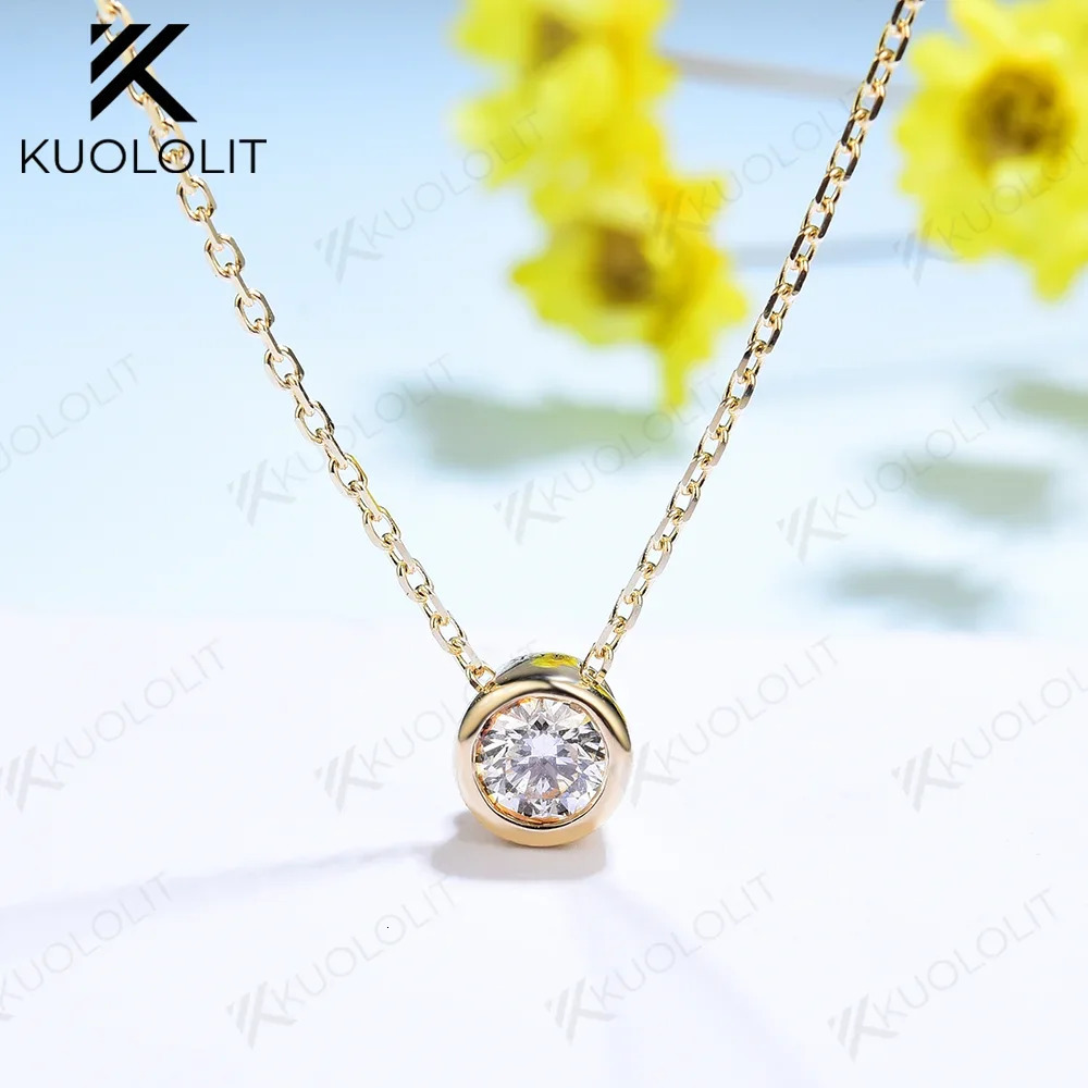 Kuololit Lab Grown Diamonds Necklaces Solid 18K 14K 10K Pendant for Women D VS Diamond Jewelry for Engagement With Certificate 250604