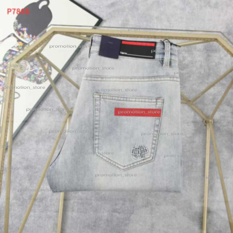 Luxury Men's Jeans Designer embroidered fashionable high-end and trendy long pants versatile elastic and form-fitting pants and versatile Sm