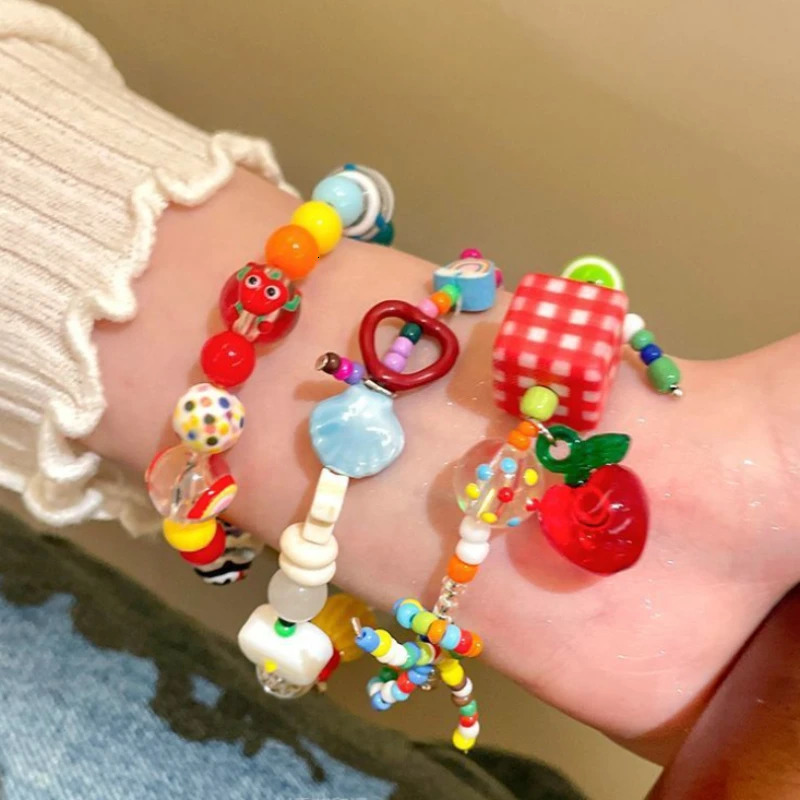 Sweet Rainbow Stars Elastic Rope Bracelet Handmade Beaded Stretch Bracelet Women Girls Elastic Star Jewelry Gift 250605