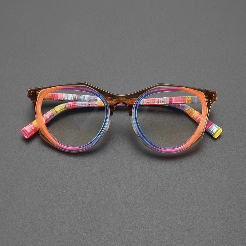 sort multicolor Cat-Eye Verres ovales Cadre de niche Personnalité littéraire Litraias Optical Prescription Optical Glopes 250604