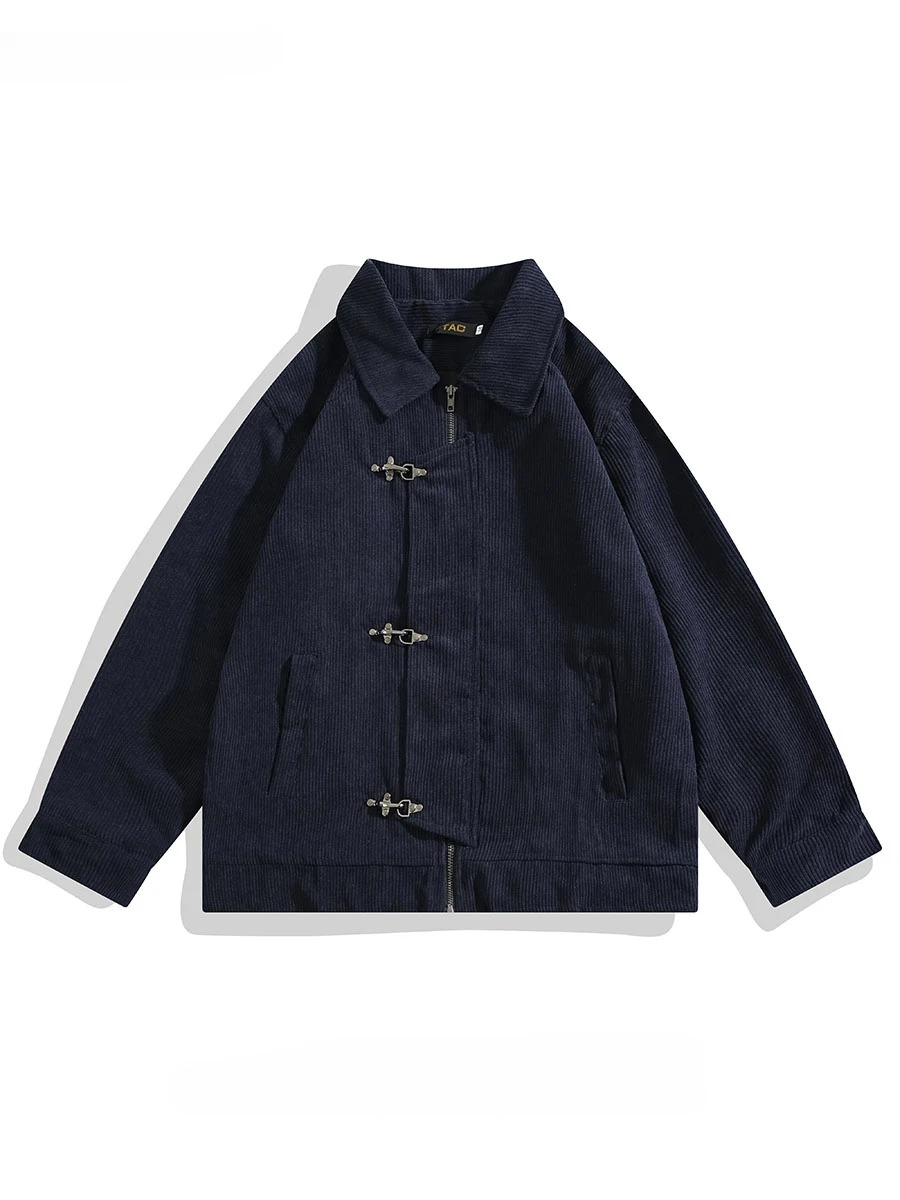 Autumn and Winter Solid Color Retro Lapel Long-sleeved Corduroy Jackets Men Women High-end Casual Loose Versatile Zipper Coats 250604