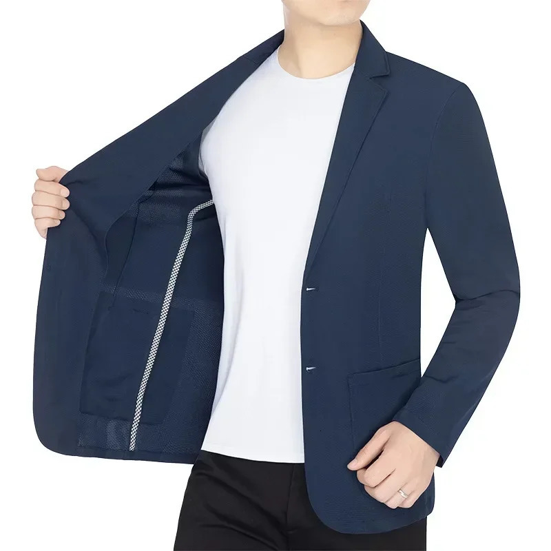 Summer Men Mesh Breathable Blazers Jackets High Quality Male Quick Drying Blazers Coats Man Business Casual Suits Coats 4XL 250605