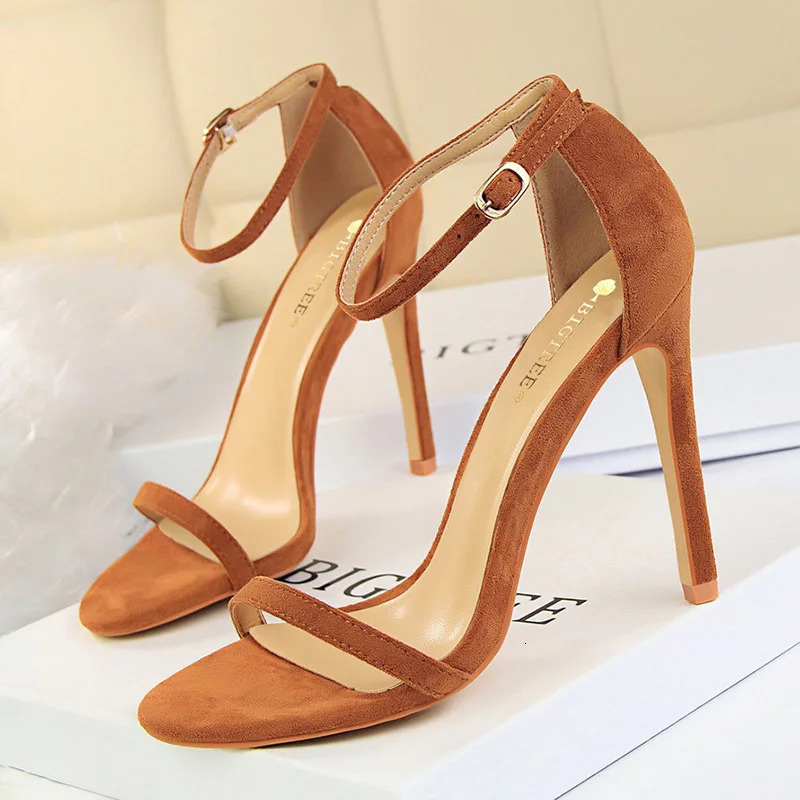 BIGTREE Shoes Super High Heels Suede Women Heels Open Toe Woman Pumps Sexy Party Shoes Stiletto Heels Summer Women Sandals 250606