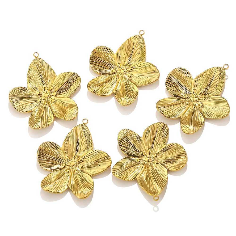 5pcs pendage de fleurs en acier Stainl pour bijoux faisant des bijoux PVD Boucles d'oreilles plaquées Collier Charmes Félances de bijoux Acoriesx