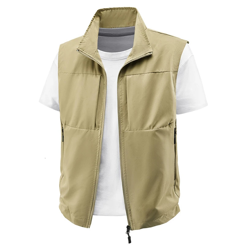 Men Outdoor Leisure Breathable Sleeveless Vest Men Solid Fishing Pography Waistcoat Casual High-Quality Vests Male 250606
