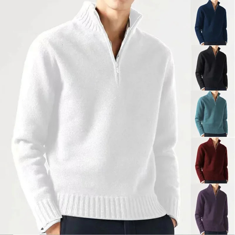 Zipper Jumpers Men White Pullovers Autumn Winter Spring Sweaters Sweater Jumpers Elegant Streetwear Y2k Tops Short Jumper 250606
