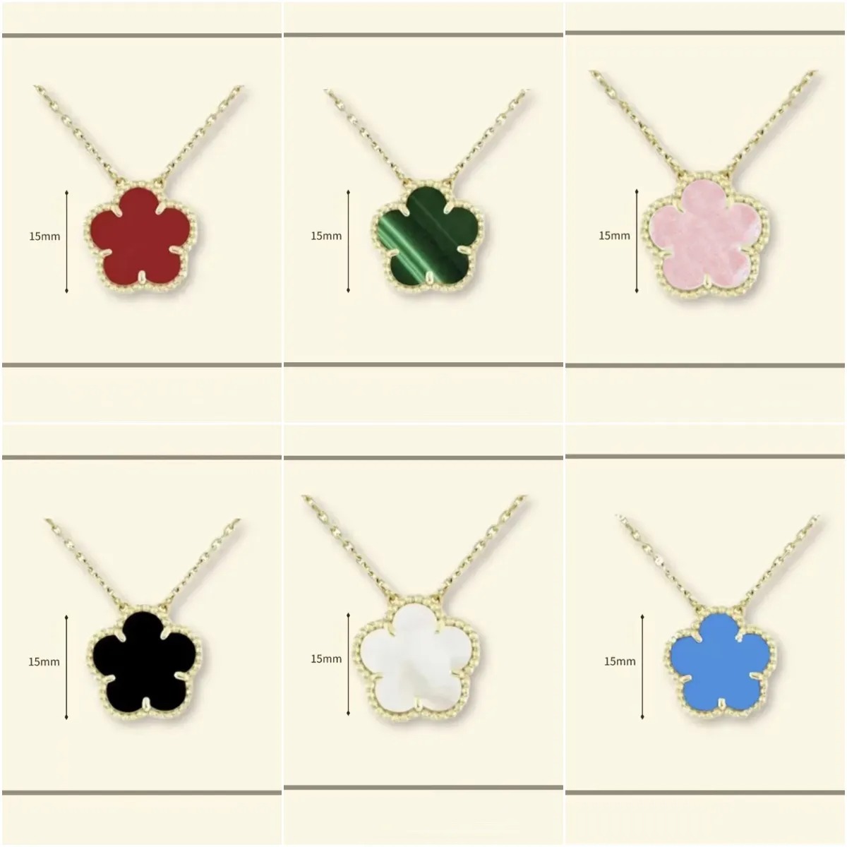 necklace designer for women Classic 15MM necklace clover stainless steel jewlery mother of pearl diamonds flower pendant necklace designer jewelr-image-853237835