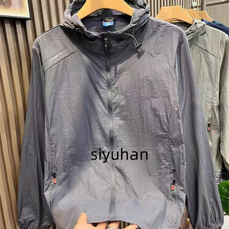 Fashion Summer Fashion men's hooded thin outdoor breathable and UV resistant fishing jacket Ice silk sunscreen Coat Mens Jacket M-5XL