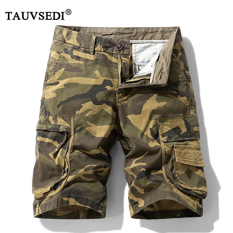 Summer Men Cotton Camouflage Cargo Shorts Men Jogger Casual Beach Shorts Man Bermuda Multi Pocket Work Safari Short Pant Trouser 250606
