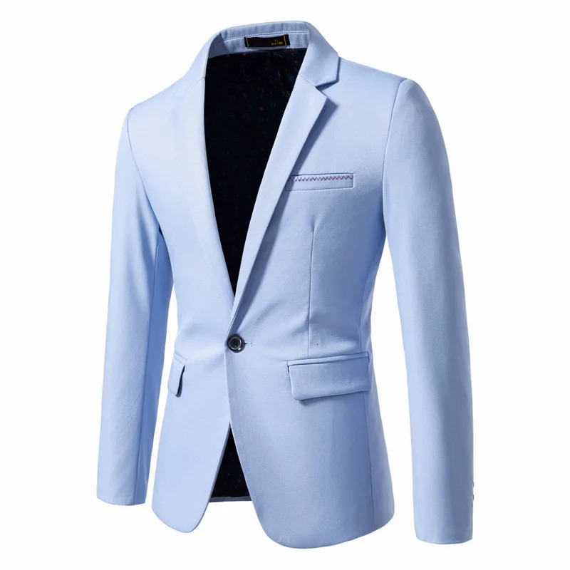Spring Autumn Mens Single Button Slim Fit Blazers Smart Casual Turn-Down Collar Suit Jacket Men Formal Wedding Blazers Outwear 250606BJ
