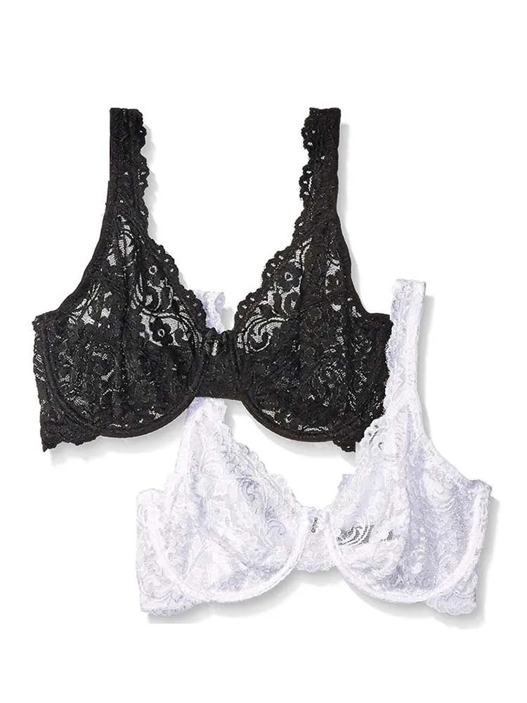 Full Lace Seethrough Bra Women Thin Underwire Bralette Push Up Bra Underwear Sexy Lingerie Embroidery Brassiere 250606