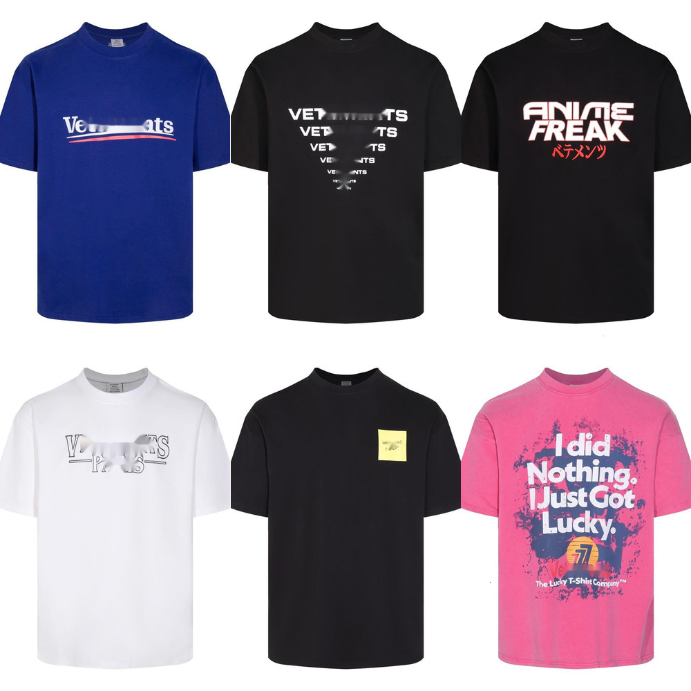 VTM ICONS Mens T Shirts Graffiti Letter Print Washed Vintage tees High-Quality Unisex Couple Loose Short Sleeve Hip Hop Casual Cotton T-Shirt tops a