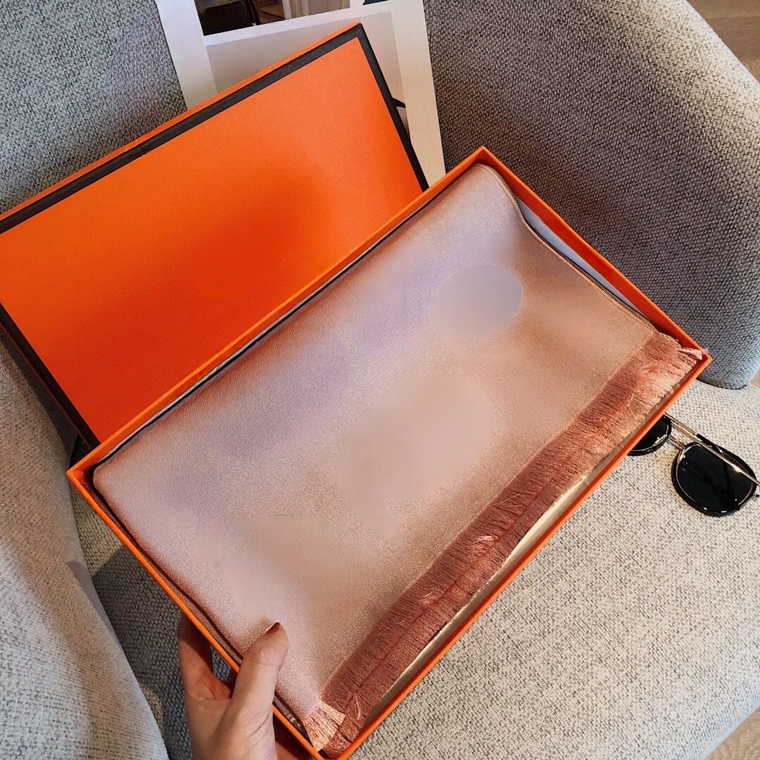 Luxury Designer Silk Scarf Soft For Women Autumn Pashmina Luxury Brand Cashmere Scarf Lady Fashion Shawl Letter Print Wrap Scarves-image-892309362