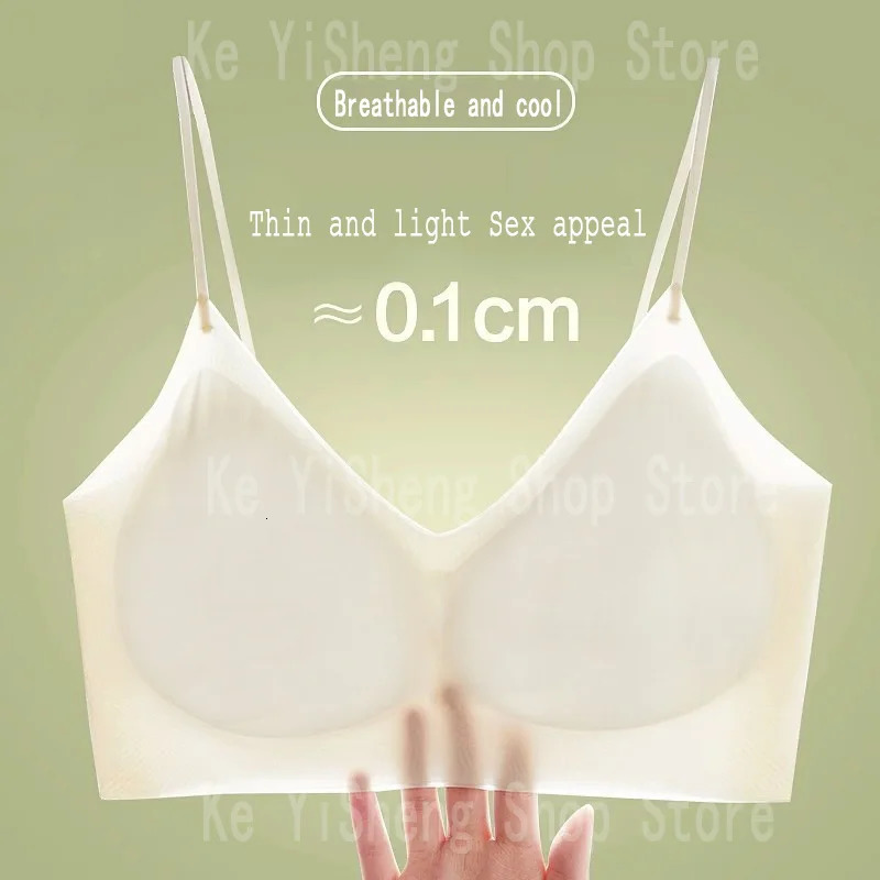 Breathable Ice Silk Bra Lingerie Womens seamless back halter vest wraps bra small breasts sexy and comfortable 250606