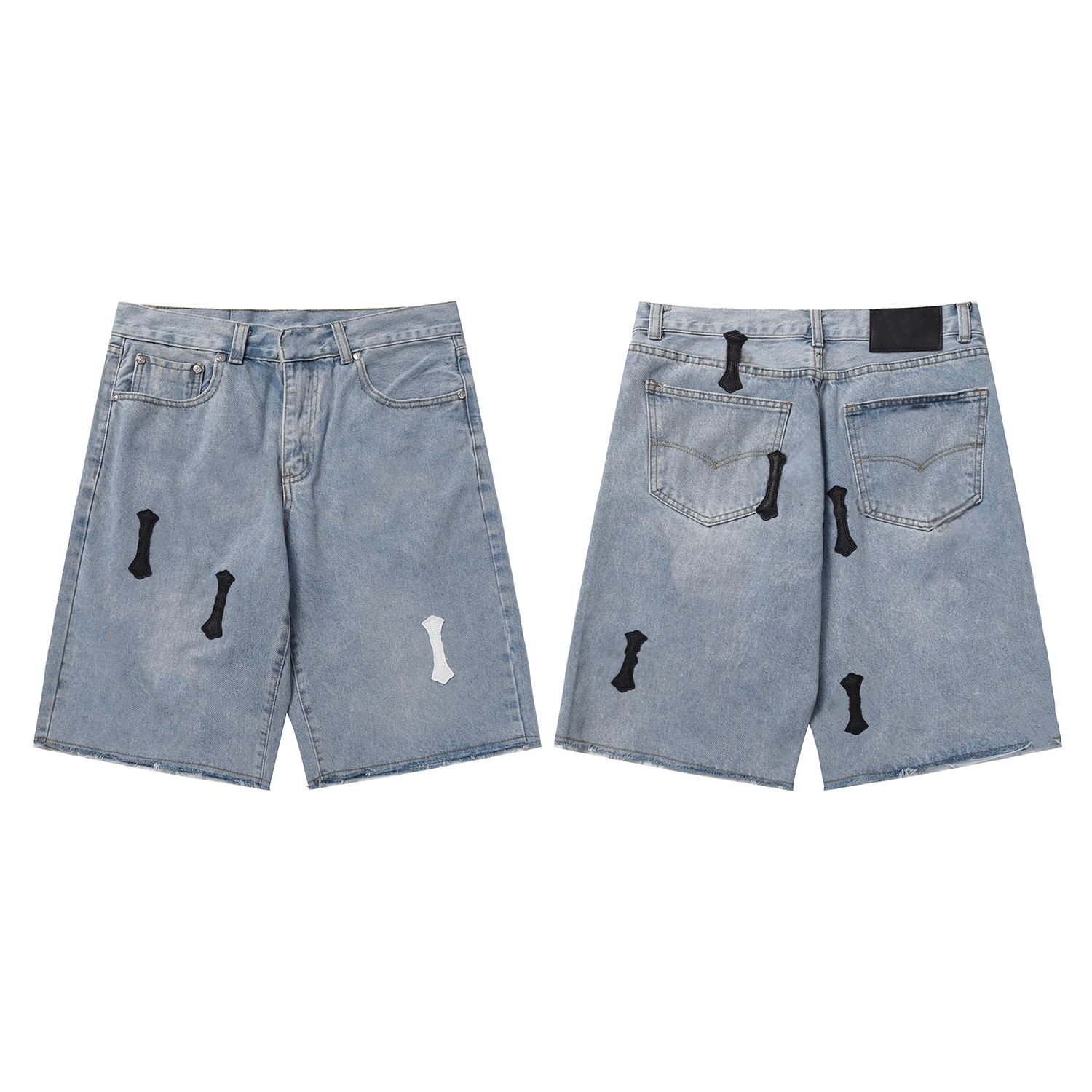 Men Summer jean shorts Hip Hop Ripped Hole Denim short Shorts Y2k Black Punk Wash Baggy hole black Work Shorts Vintage Raw Edge Casual Jorts Stre